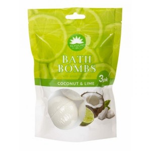 Elysium Spa Pack Of 3 Bath Bombs ~ Coconut & Lime