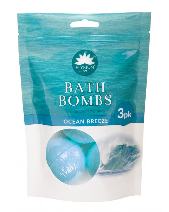 Elysium Spa Pack Of 3 Bath Bombs ~ Ocean Breeze, Bath Salts, Elysium Spa 