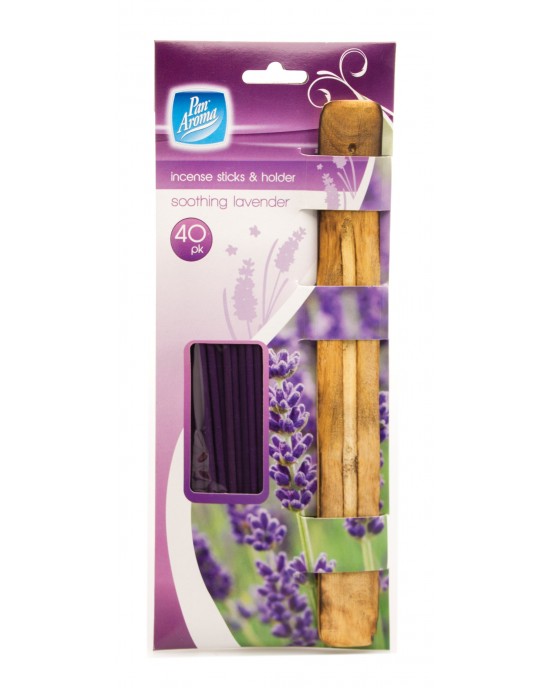 Pack of 40 Incense Sticks With Ash Catcher / Holder ~ Soothing Lavender, Home, Pan Aroma 