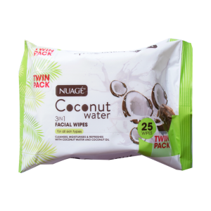 Nuage Coconut Water Facial Wipes Twin Pack of 25