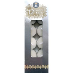 Wax Works Unscented 6 Hour Burn Tea Light Candles - 12 Pack