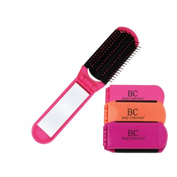 Body Collection Folding Hair Brush With Mirror ~ Light Pink