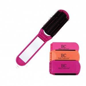 Body Collection Folding Hair Brush With Mirror ~ Purple