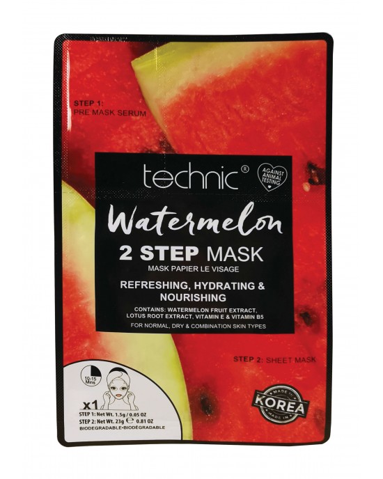 Technic 2 Step Sheet Face Mask ~ Watermelon, Face Masks & Treatments, Technic Cosmetics 