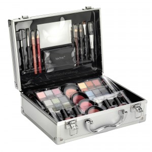 Technic Large Aluminium Beauty Train Case with 45 Pieces of Cosmetics