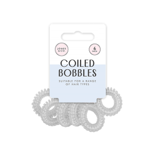 Coiled Hair Bobbles - Pack Of 6 ~ Clear
