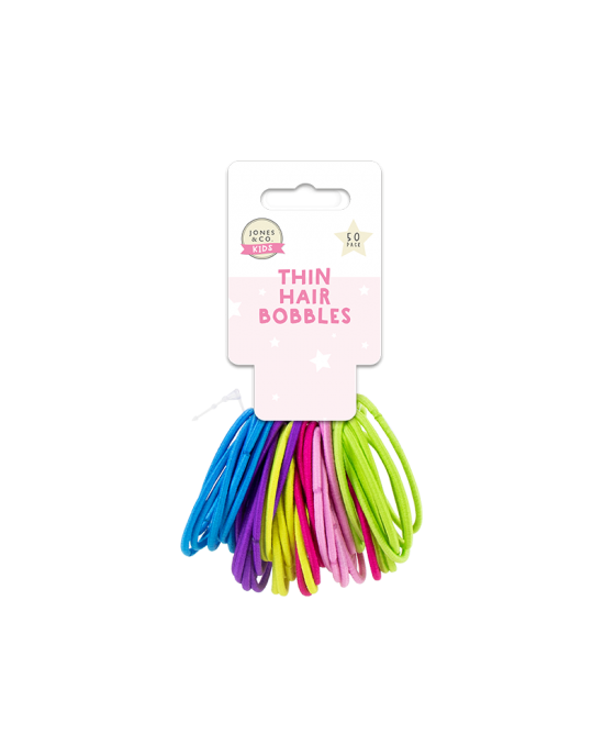 Colourful Thin Hair Bobbles ~ 50 Pack, Hair Accessories, Jones and Co 