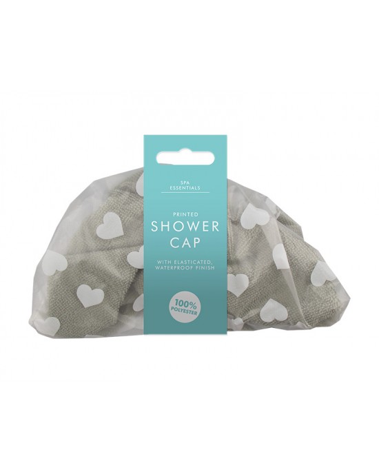 Shower Cap Polka Spotty Hearts 100 Polyester ~ Grey, Tools, Spa Essentials 