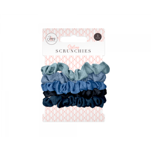 Pack of 5 Assorted Hair Scrunchies ~ Selection Of Blue