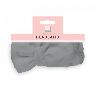 Toweling Bow Wrap Headband ~ Grey