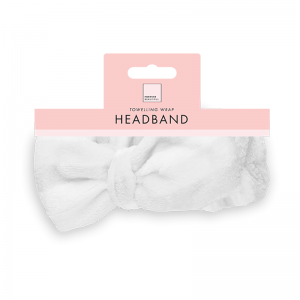 Toweling Bow Wrap Headband ~ White