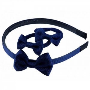 Alice Band and Hair Ponios with Ribbon Bow ~ Navy