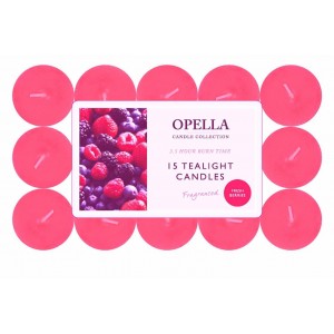 Opella 15 Pack Scented Tea Lights Candles 3.5 Hour Burn ~ Fresh Berries