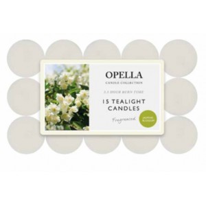 Opella 15 Pack Scented Tea Lights Candles 3.5 Hour Burn ~ Jasmine Blossom