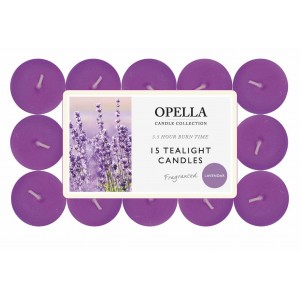 Opella 15 Pack Scented Tea Lights Candles 3.5 Hour Burn ~ Lavender