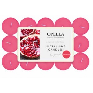 Opella 15 Pack Scented Tea Lights Candles 3.5 Hour Burn ~ Pomegranate