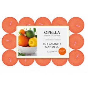 Opella 15 Pack Scented Tea Lights Candles 3.5 Hour Burn ~ Sicilian Citrus