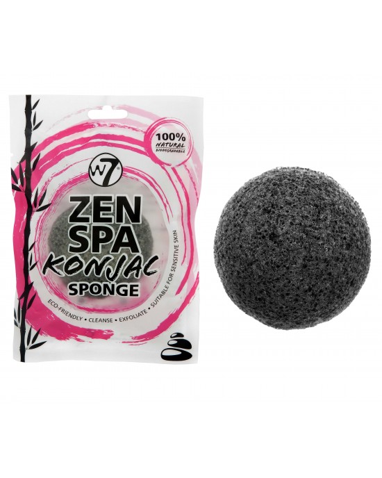 W7 Zen Spa Konjac Sponge ~ Black, Body, Hand and Skin Care, W7 Cosmetics 